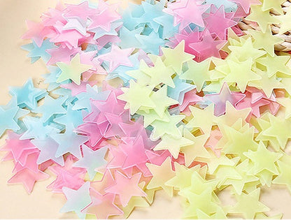 Cartoon Luminous Stars Wall Stickers Glowing In The Dark Cute Party Wedding Decoration