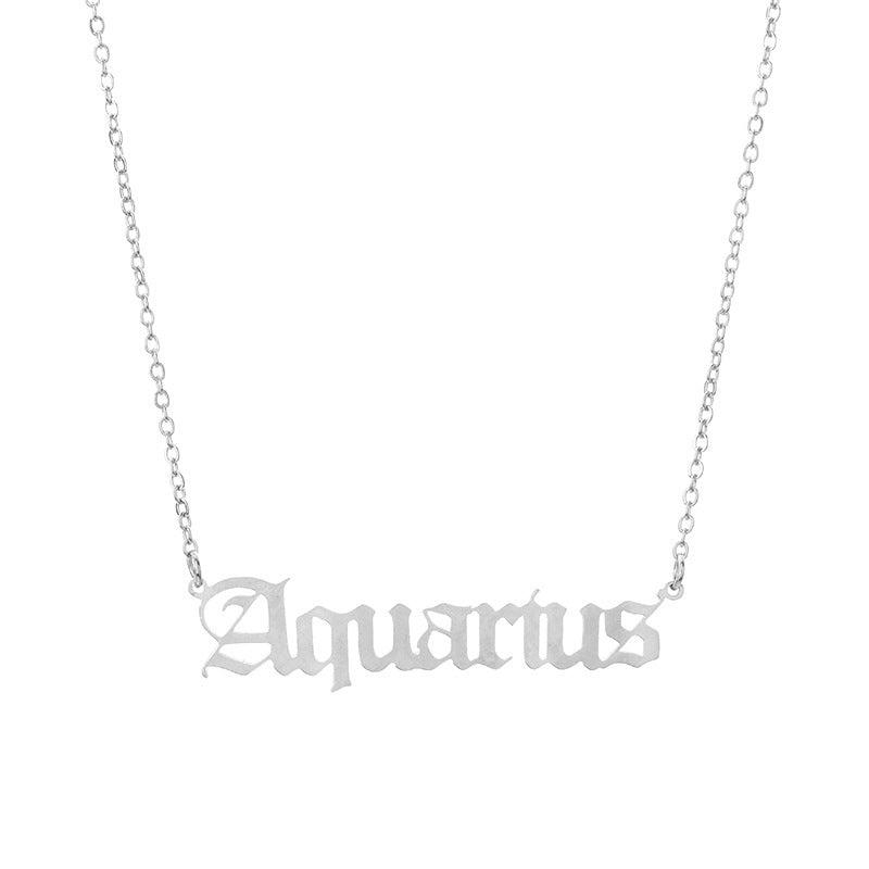 Vintage english letters constellation necklace