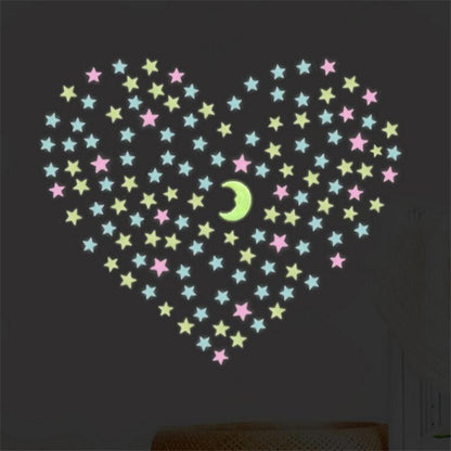 Cartoon Luminous Stars Wall Stickers Glowing In The Dark Cute Party Wedding Decoration