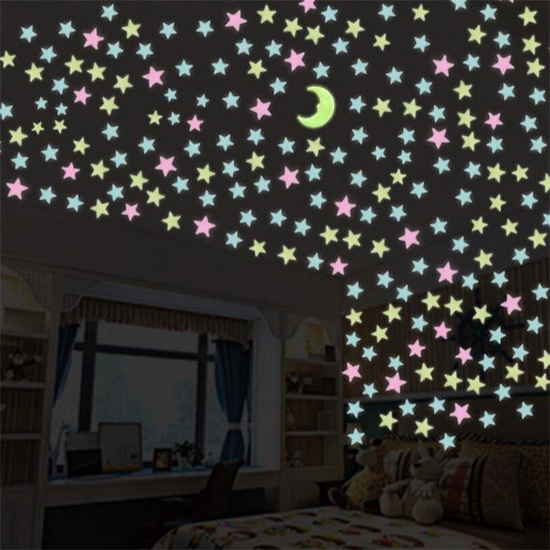 Cartoon Luminous Stars Wall Stickers Glowing In The Dark Cute Party Wedding Decoration