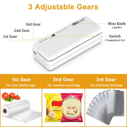 Mini Plastic Bag Sealer Heat Bag Sealing Machine Food Packaging Plastic Bags Sealer Clip Bag Handheld Rechargeable Heat Sealer