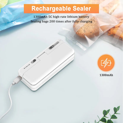 Mini Plastic Bag Sealer Heat Bag Sealing Machine Food Packaging Plastic Bags Sealer Clip Bag Handheld Rechargeable Heat Sealer